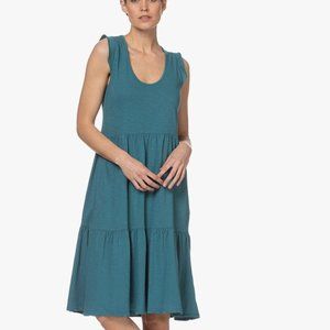 Sleeveless Slub Jersey Dress, muted sea blue green color. Size Medium